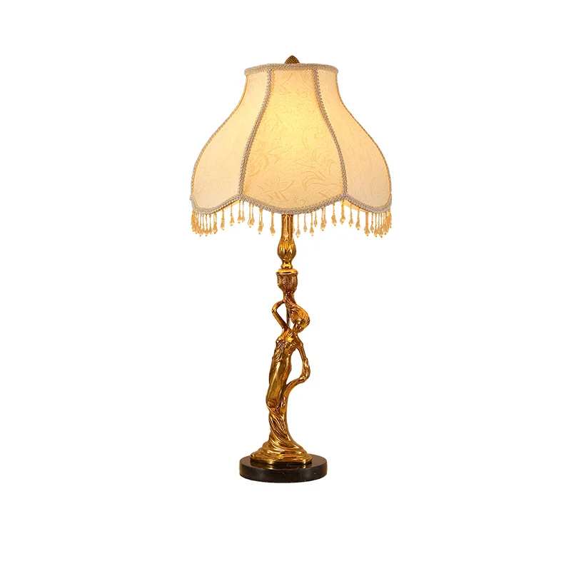 

French Luxury Design, Vintage Bedroom, Full Copper Table Lamp, Copper Strip Goddess Statue, Desk Lamp, Bedside Table Lam