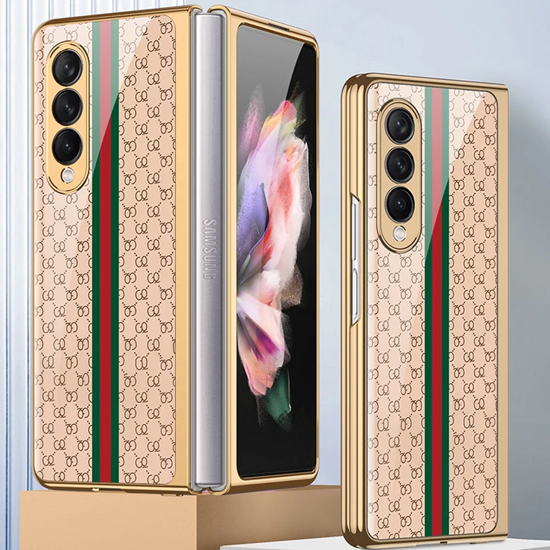 samsung silicone Sang Trọng Kính Cường Lực Dành Cho Samsung Galaxy Z Gấp 3 Ốp Lưng 5G Mạ Nhựa Khung Kính Cứng Dành Cho galaxy Z Fold3 kawaii phone case samsung Cases For Samsung