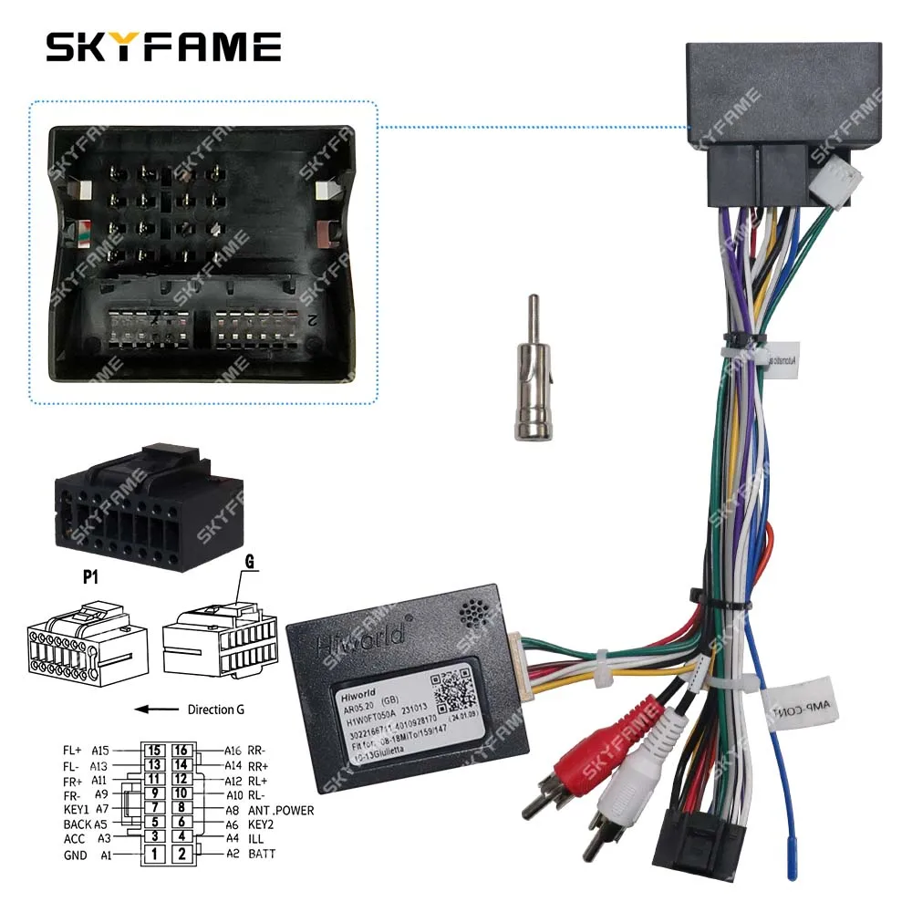 Automobile Connector Car Accessories Cable Wireless Car Adapter SKYFAME Car Wiring Harness Adapter Canbus Box Decoder Android Radio Power Cable For Alfa Romeo Giulietta Mito 159/147 AR05.20