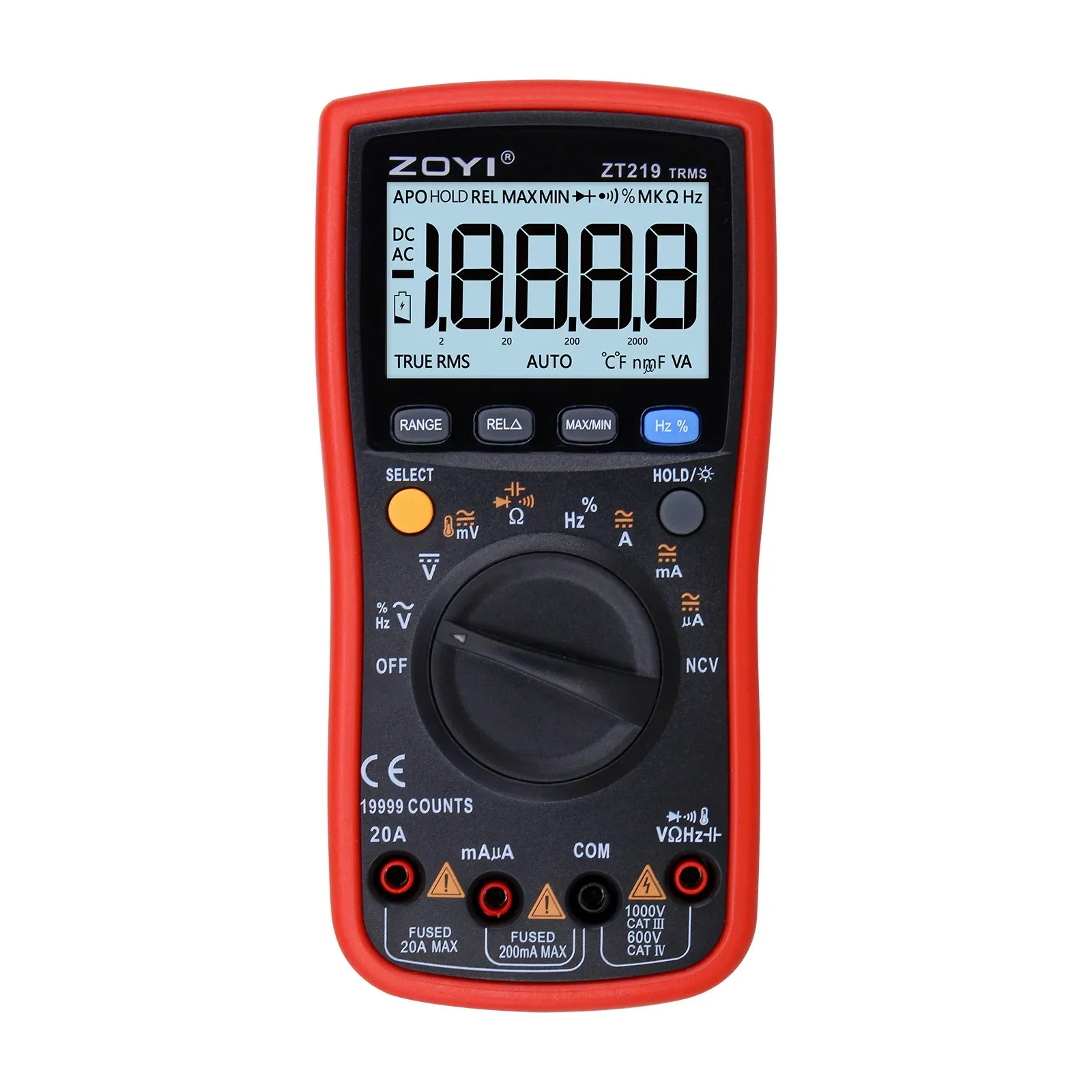 ZOYI ZT219 19999 Counts Digital Multimeter Professional True-RMS Voltmeter AC DC Current Tester Resistance Capacitor Meter