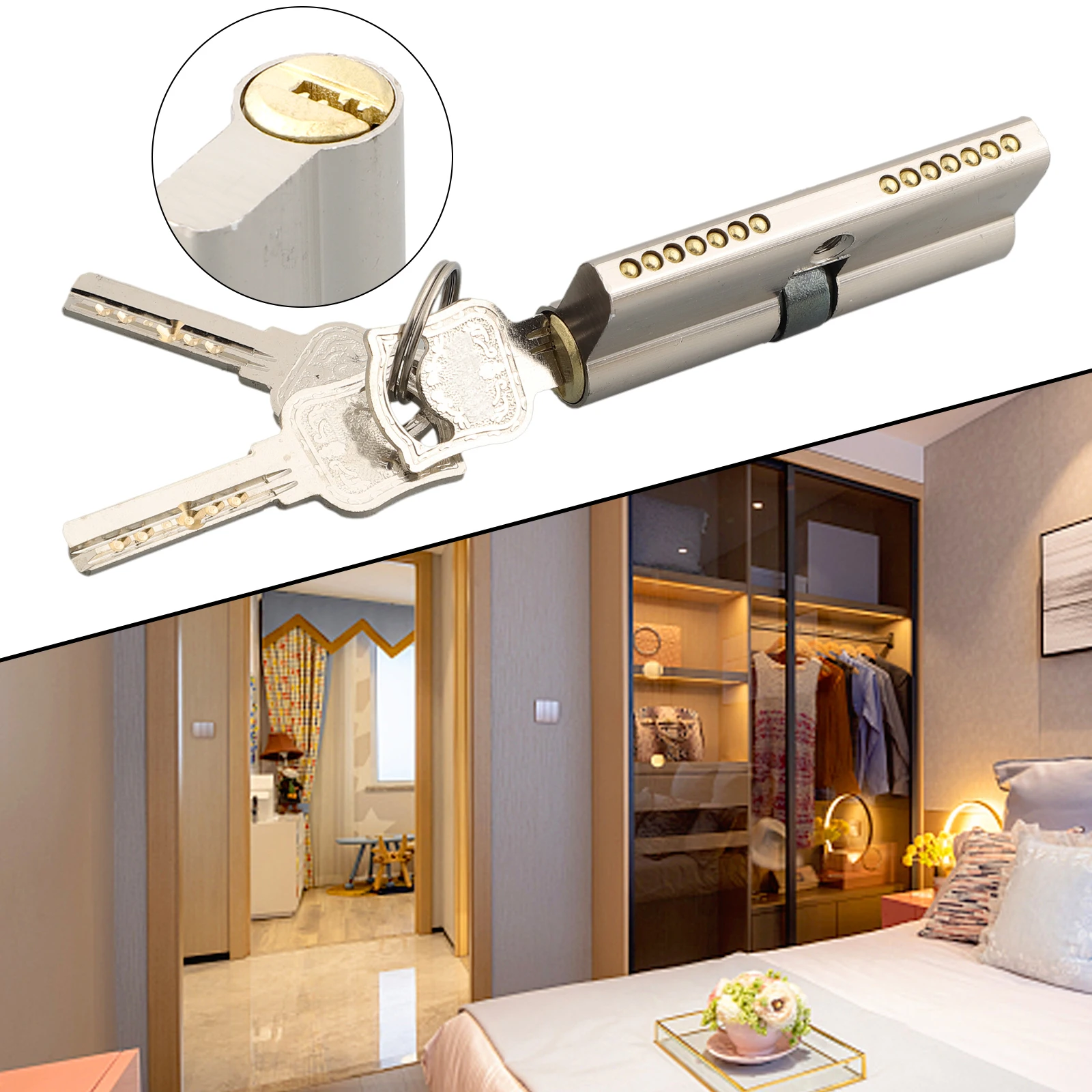 1 Set Door Cylinder Lock With 3 Keys Anti Pick Anti-Theft Door Lock Home Security Bedroom Thumb Turn Cylinder Door Lock images - 6