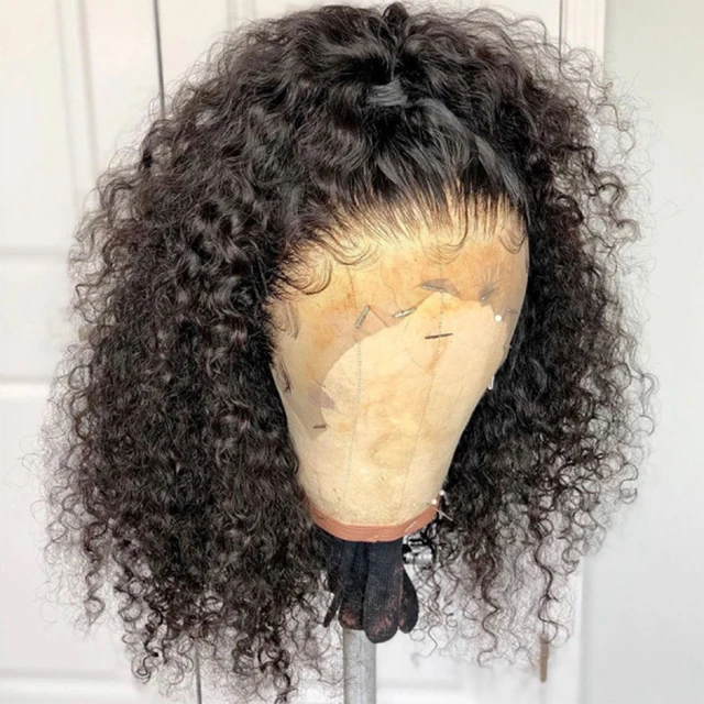 Perruques Courtes Bob Bouclées Kinky en Cheveux Humains avec Dentelle Frontale, Prêtes à Porter, Sans Colle, Perruque Frontale en Dentelle Ondulée Profonde pour Femmes, Vente en Gros 1