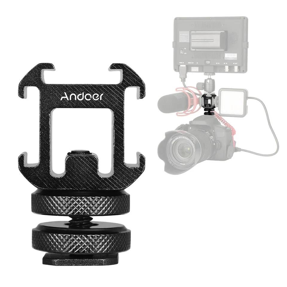 Andoer 3 Cold Shoe Mount Adapter for DSLR Cameras