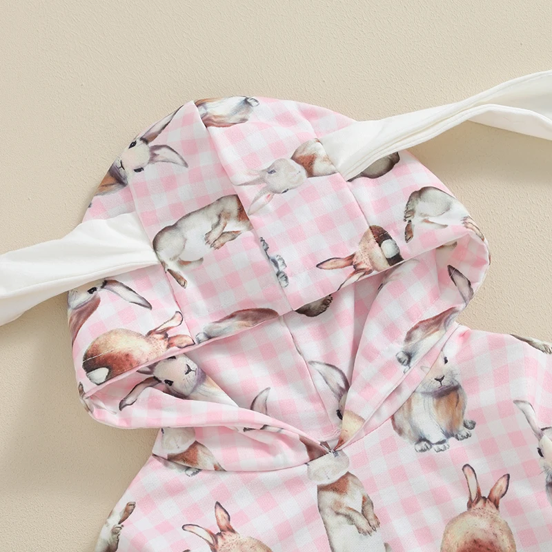 

Easter Bunny Hooded Romper for Newborn Baby Boys Girls Long Sleeve Round Neck Rabbit Ears Bubble Bodysuit Spring Fall Playsuit