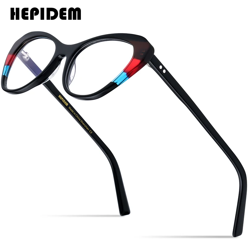 

HEPIDEM Multicolor Acetate Optical Glasses Frame Women Designer Cat Eye Optical Eyeglasses Ladies Spectacle Eyewear 9255