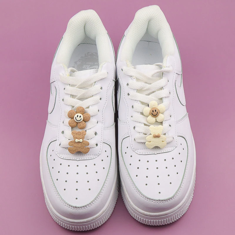 Zapatillas de deporte con hebilla y cordones para Nike Air Force 1, zapatos decorativos de dibujos animados, color Beige y marrón, de bricolaje|Decoraciones de calzado| -