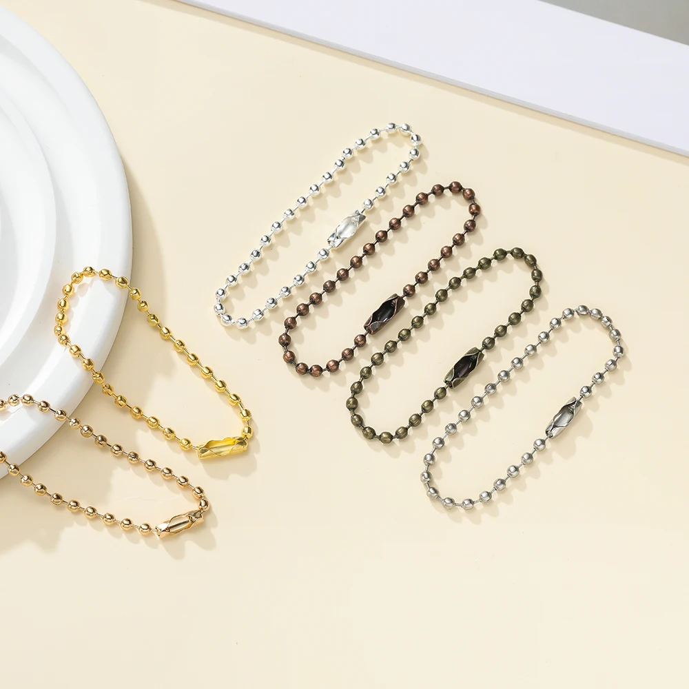 50 teile/los Runde Kugel Perlen Ketten Passt Schlüssel Kette 12 cm Länge Erkennungsmarke Groß Ketten Mit Stecker Für DIY Anhänger schmuck Finden – Detail 6