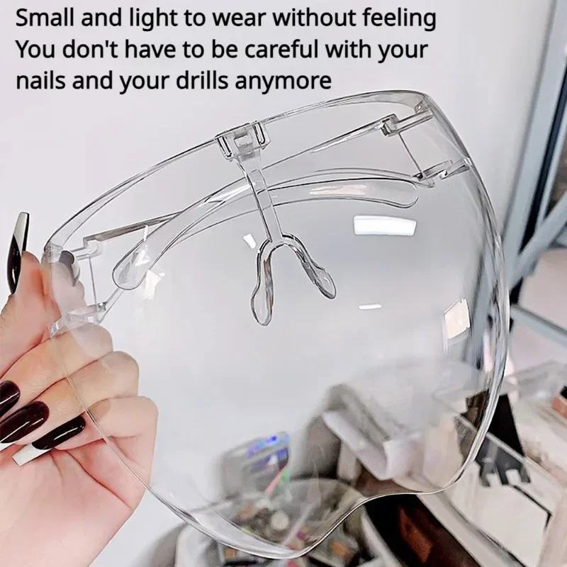 1Pcs Nail Art Tools Hd transparent anti-fog anti-splash Protective Mask full face mask transparent acrylic head mask nail salon face guard screen