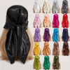 Solid Color Large Bandana Classic Satin Square Scarf Women Imitation Silk Neckerchief Windproof Shawl Head Wrap Hair Accessories 1
