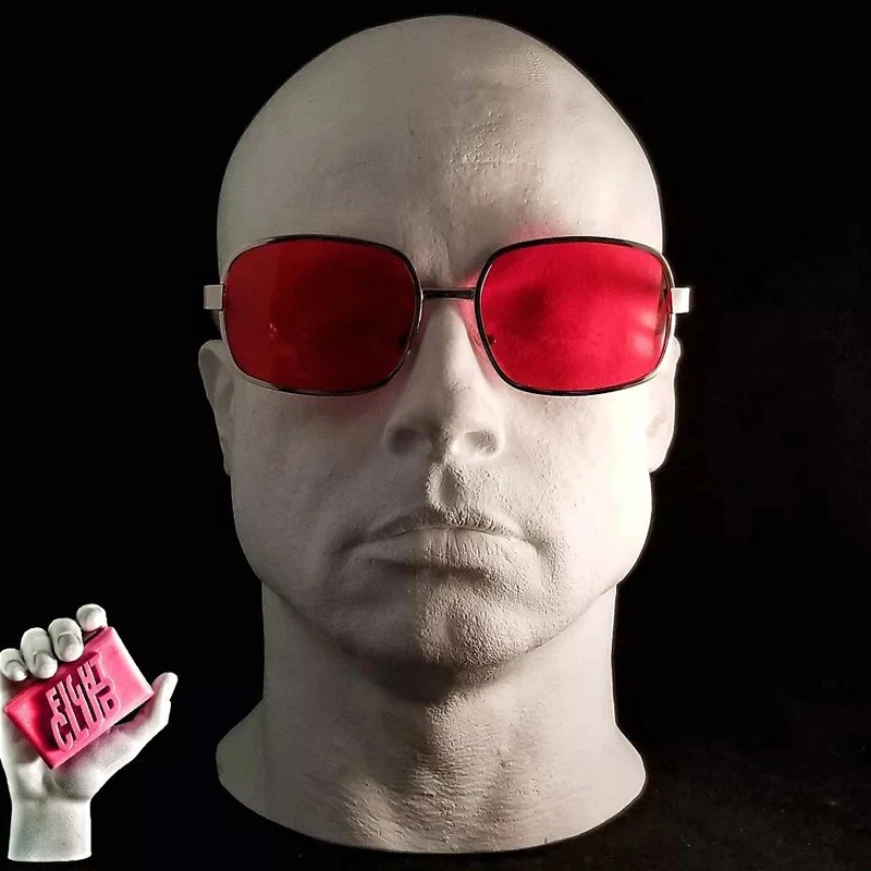 Sunglasses with RED lens, Project Mayhem Fight Club Tyler Durden Brad Pitt men, with box