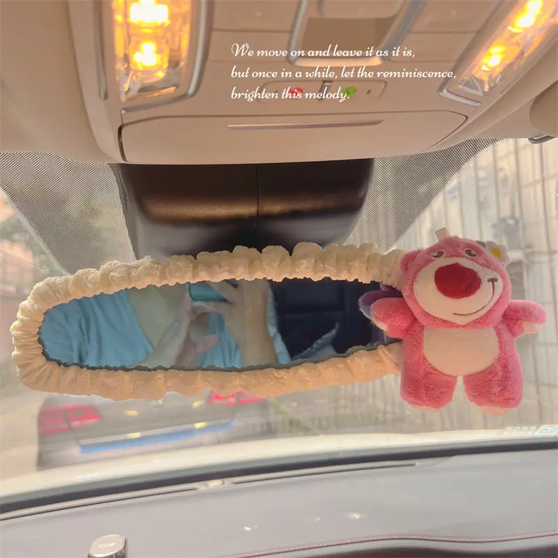 New Cute Car Rearview Mirror Set Girls Cartoon Car Decoration Universal Interior Decoration Accessories Interior Woman