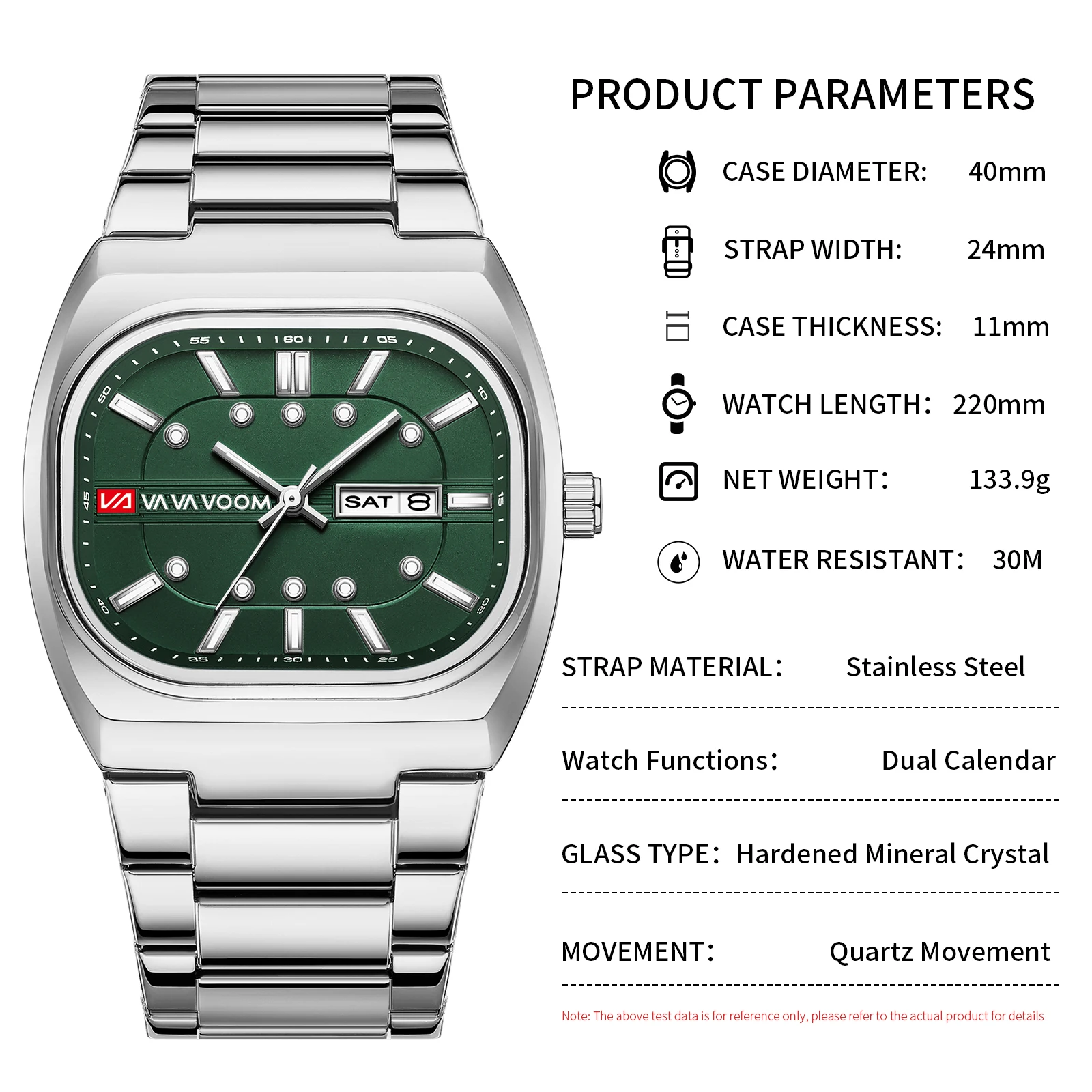 Hot selling 2026 Top Brand Quartz Watches Men 40mm Square Movement Analog Diving Series Clock Silver Steel Watch for Men montre - 5