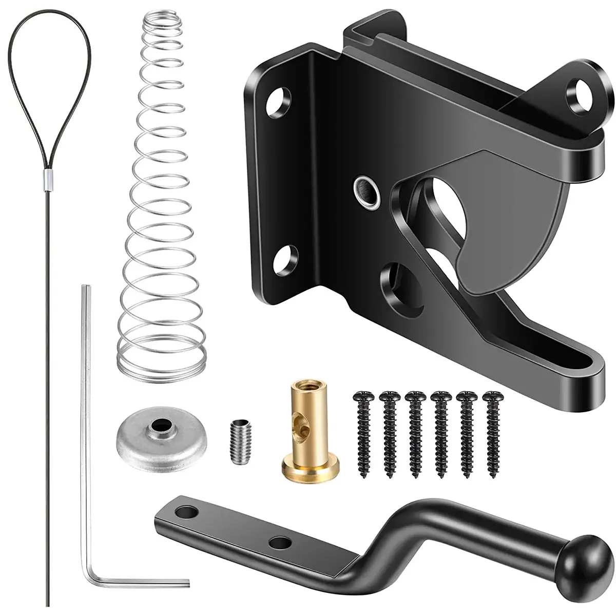Door Latch Automatic Gravity Lever Locking Fence Gate Latch Self-Locking Carbon Heavy Duty Steel for Fence