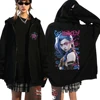 Arcane-Jinx Graphic Zipper Hoody Men Women Hip Hop Fashion Zip Up Sweatshirt Men Oversized Pullover Hoodie Streetwear Tops 1