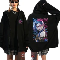 Arcane-Jinx Graphic Zipper Hoody Men Women Hip Hop Fashion Zip Up Sweatshirt Men Oversized Pullover Hoodie Streetwear Tops 1