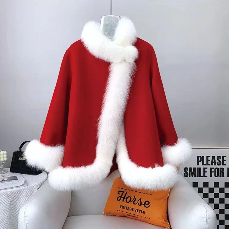 2023 Autumn Winter Women's New Youth Fashion Thickened Loose Cloak Shawl Imitation Plush Fur Coat