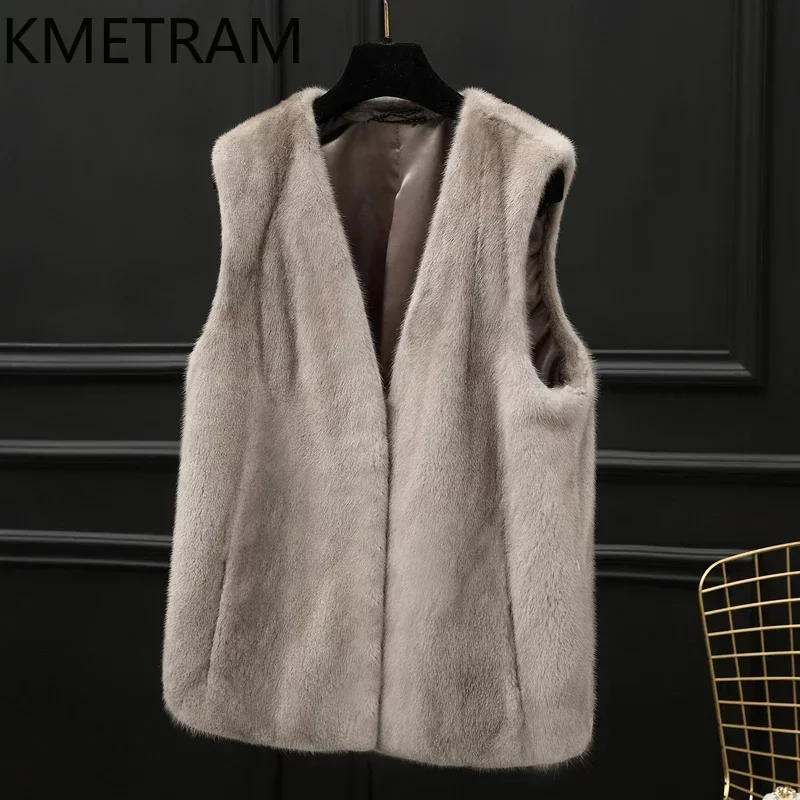 Vera Pelliccia Di Visone Cappotto Donna Giacca Di Pelliccia Corta Inverno Autunno Top Femme Cappotti Di Visone Gilet Senza Maniche Cappotti Da Donna D