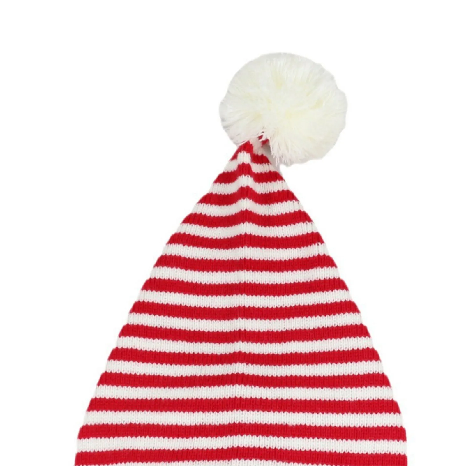 Christmas Elf Santa Beanie - Knitted Red Green Striped Hat