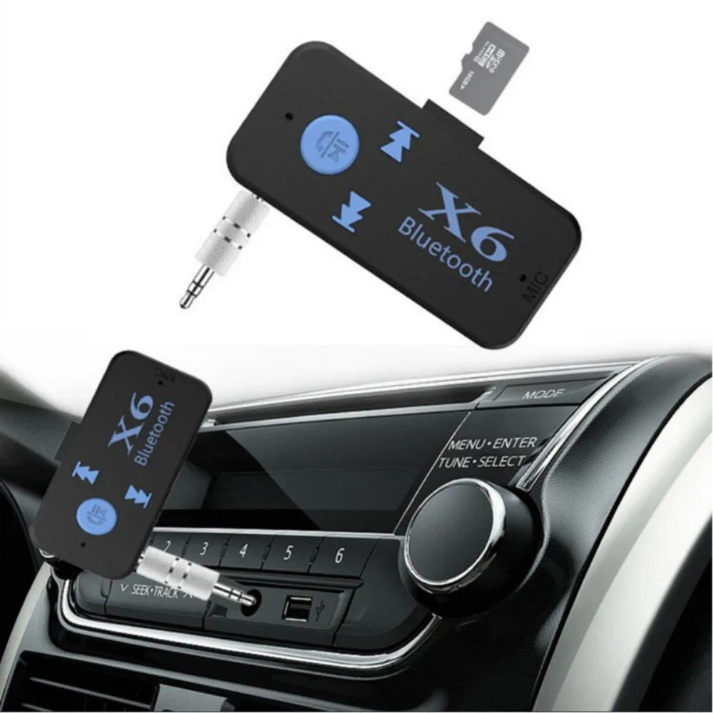 MIC X6 Bluetooth Receiver Mp3 Player 3.5mm Aux Jack USB Wireless Audio Adapter Support TF Card Wireless Music Receiver Car Kit bluetooth audio adapter bluetooth mp3 receiver bluetooth music player car audio converter