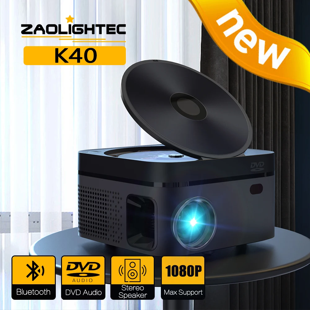 

ZAOLIGHTEC K40 Projector Support 1080P LED DVD Projectors Dual Full HD TV For Home Theater