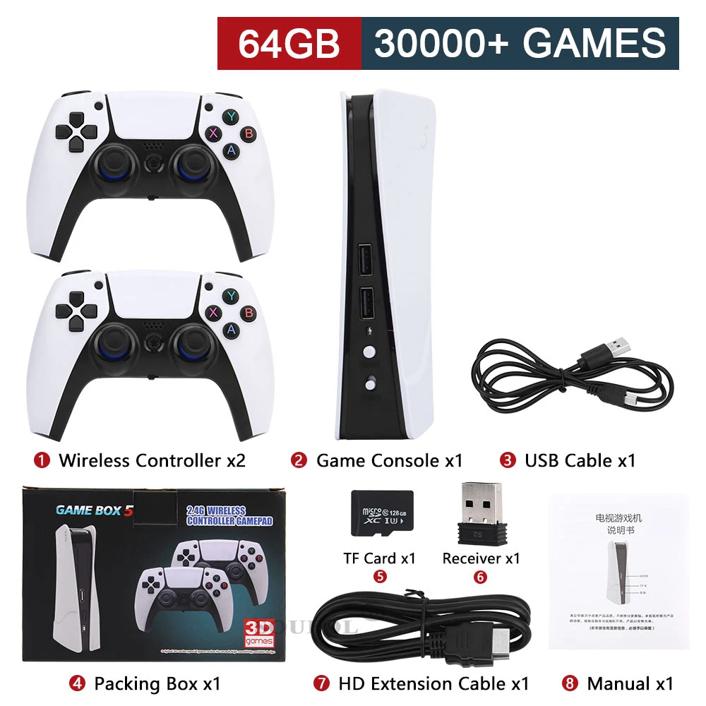 NUOVA GB5 Console per videogiochi 40000 Giochi gratuiti HD TV Game Box 5 Due gamepad per PS1/PPSPP/MAME Arcade Gaming Stick Dropshipping