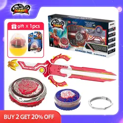 Infinity Nado 6 Advanced Pack-Blazing War Bear Metal Ring & Tip Spinning Top Gyro with Monster Icon Sword Launcher Anime Kid Toy