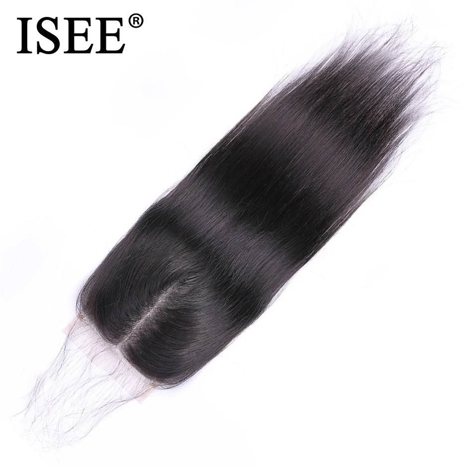 Human Hair Wigs Human Hair Lace Closure ISEE HAIR Peruvian Straight Hair Lace Closure HD 4