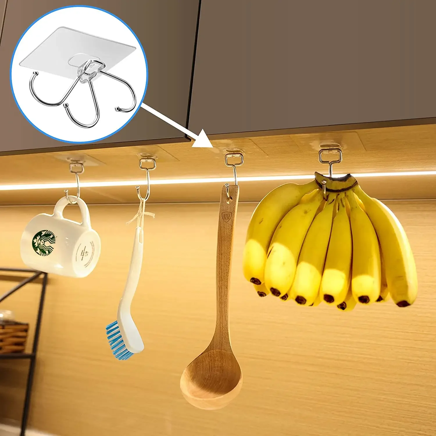 Wall Hooks Large Transparent Self Adhesive Wall Hook Waterproof Door Wall  Hangers Hook for Hanging Bathroom Kitchen Utilities