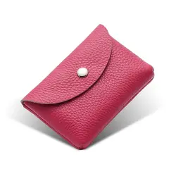 Elegant Women's Genuine Leather Compact Wallet and Coin Purse (Rose Red single)
