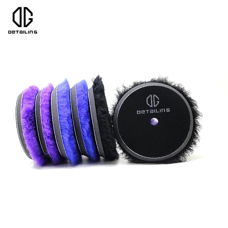 DETAILING 3"/5" /6" 3pcs Mix Color Wool Buffing Polishing Kit 100% Nature Lamb Skin Woollen Cutting Pads