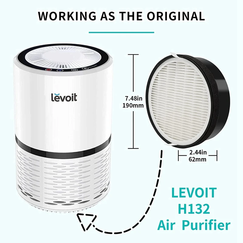 LV-H132 Air Purifier Filter Replacement for LEVOIT, 3-in-1 Pre-Filter, H13  True HEPA Filter, Activated Carbon Filter, Replaces Part # LV-H132-RF, 3