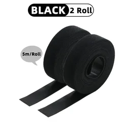 Reusable Self-Adhesive Cable Ties and Organizer - 5m Roll Nylon Strap Bundle for Wire Management and DIY Projects (Black x 2 rolls)