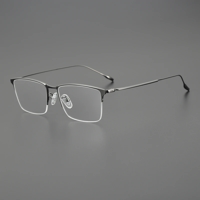 

Pure Titanium Business Men's Eyewear Rectangle Semi Rimless Glasses Frame Male Ultralight Optical Myopia Prescription Eyeglasses