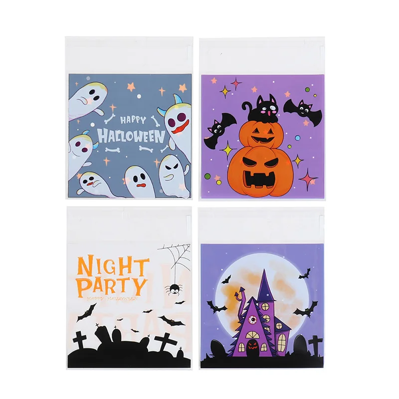 100-300Pcs Halloween Süßigkeiten Taschen Selbstklebende Kunststoff Snack Cookies Geschenk Wrap Tasche Halloween Party Dekoration Lieferungen Kinder geschenk – Detail 2