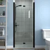 Bifold Frameless Glass Shower Door,Fold Clear Glass Shower Panel Pivot Swing Shower Doors,Matte Black Finish 1
