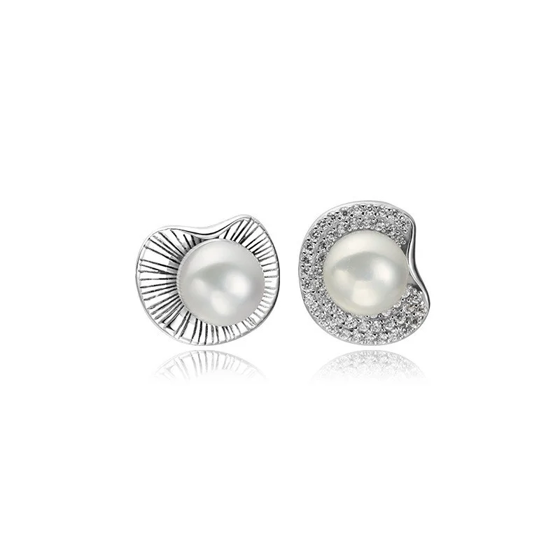 

Lefei Fashion Trendy Classic Luxury Design Asymmetric Freshwater Pearl Round Earrings Women Silver 925 Party Charm Jewelry Gifts