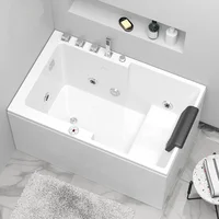 Simple Household Small Apartment Bathtub Acrylic Large Space Massage Bathtub Constant Temperature Surf Massage Sitting Bathtub W 1