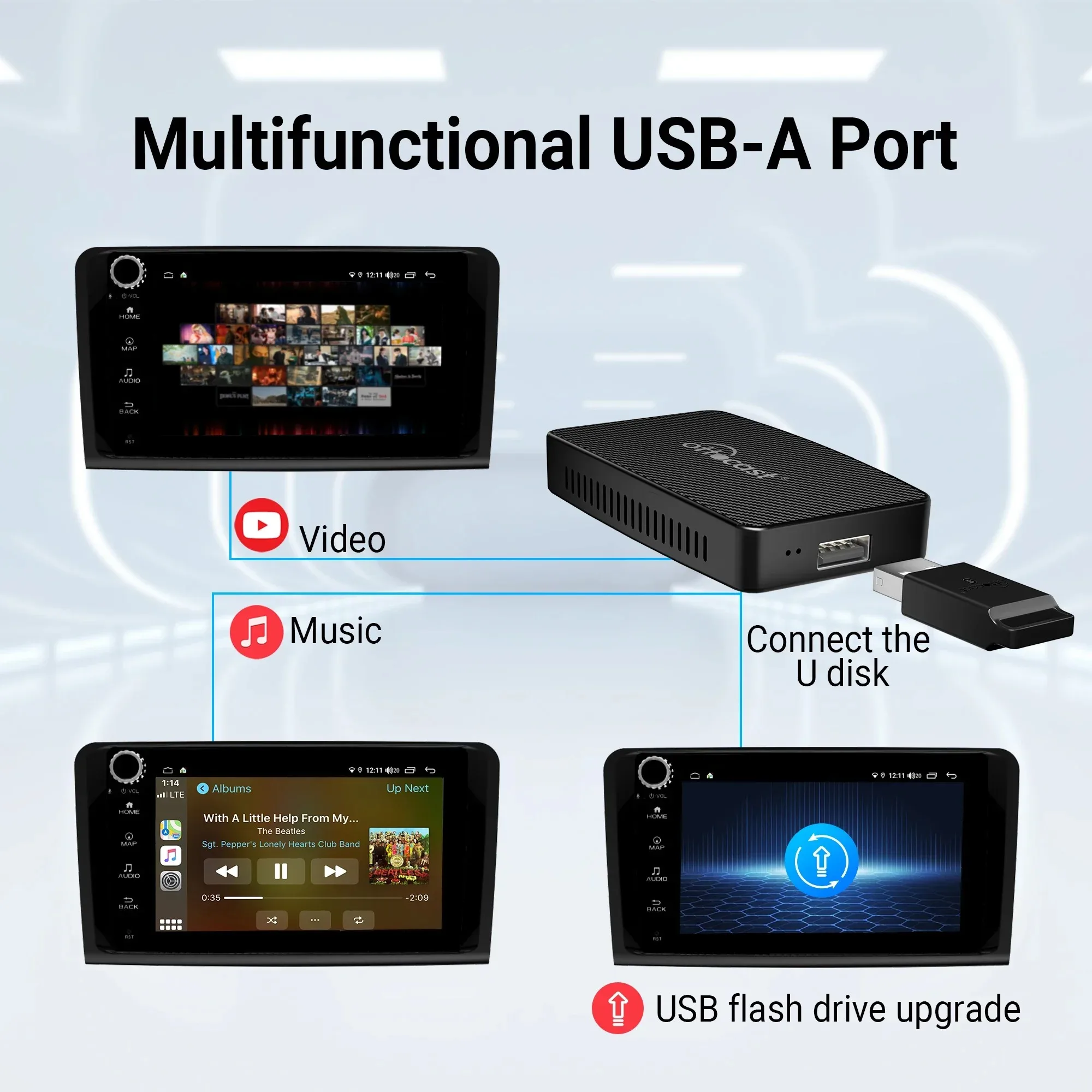 OTTOCAST Play2Video Pro Wireless CarPlay Android Auto Adapter for