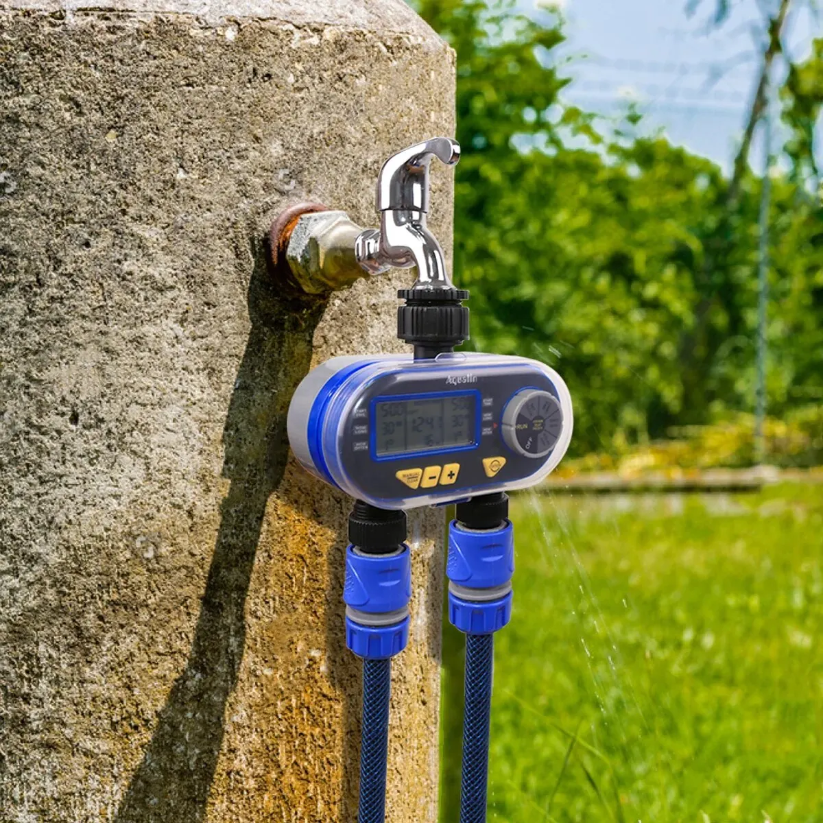 Water Timer Two Outlets Garden Digital Electronic Solenoid Valve Irrigation Controller