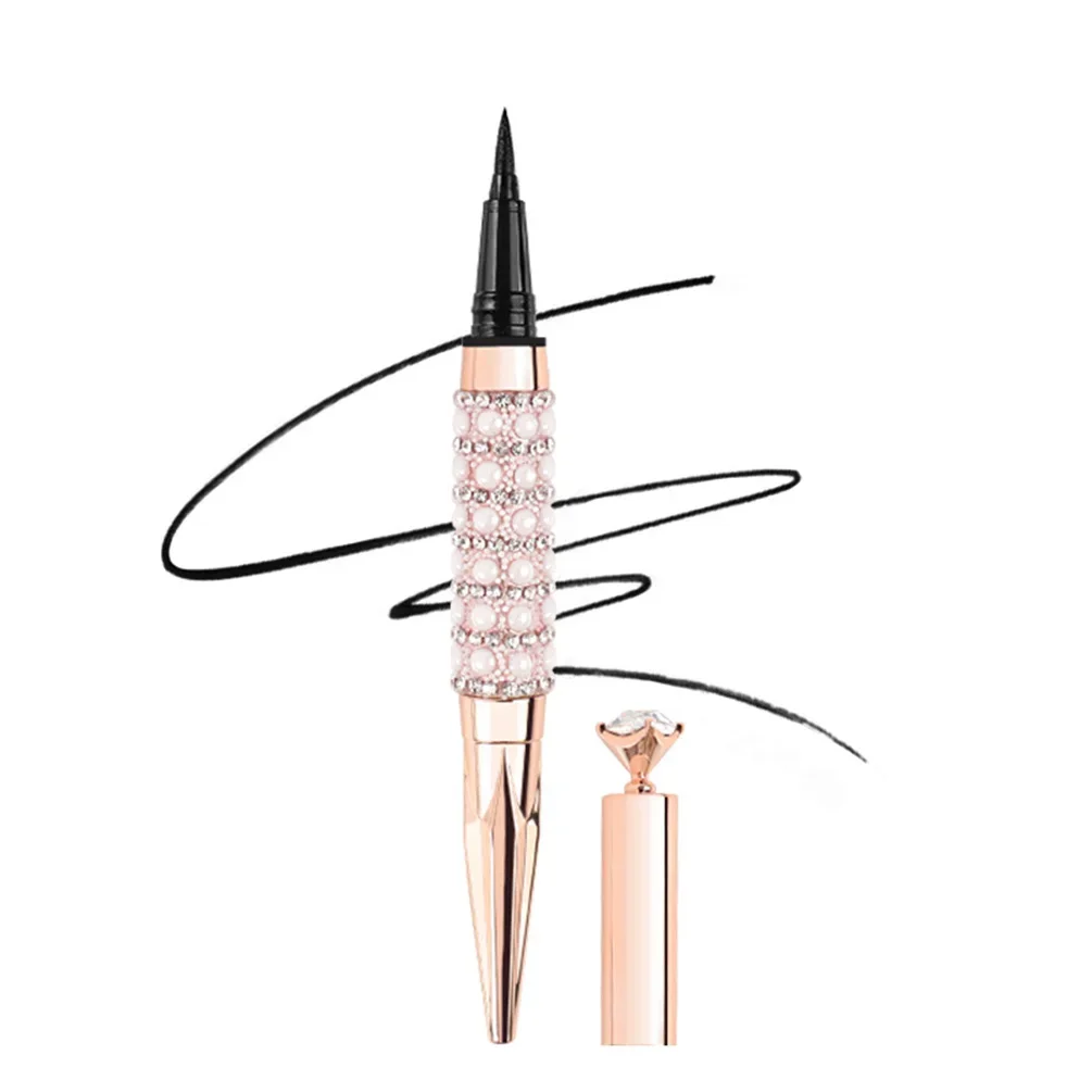 Private Label Black Eyeliner Custom Bulk Quick-drying Waterproof Color Pigment Eye Liner Golden Tube with Diamond Pearl Makeup 6