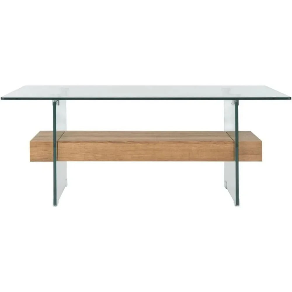 Safavieh Home Kayley Grey Oak and Glass Coffee Table 5