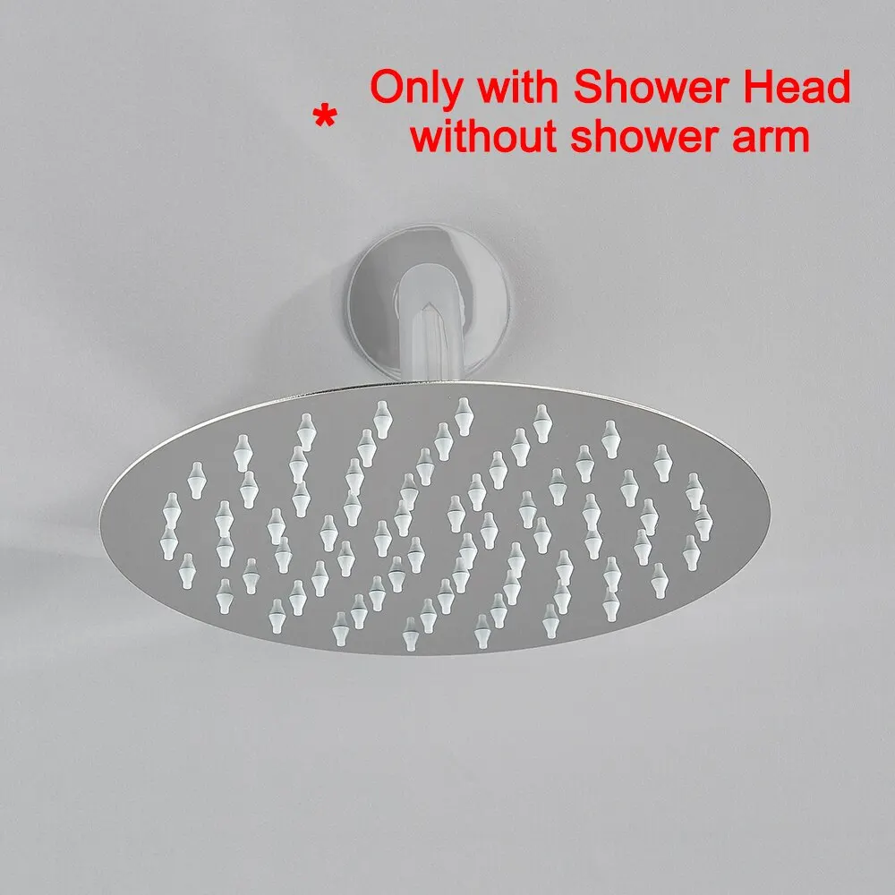 Chrome Rain Shower Head 8/10/12 Inch Stainless Steel Ultra-Thin Rainfall Heads Faucet Bathroom Shower System shower nozzle