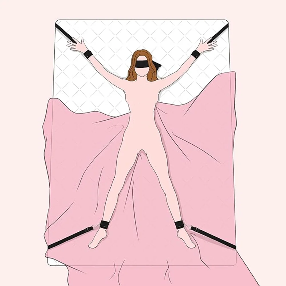 Sex Toys Bed Sex Bondage Kit Restraints Under Mattress Bed Bondage BDSM Set with Handcuff Ankle Cuffs Adult Game Toy for Couples sex toys