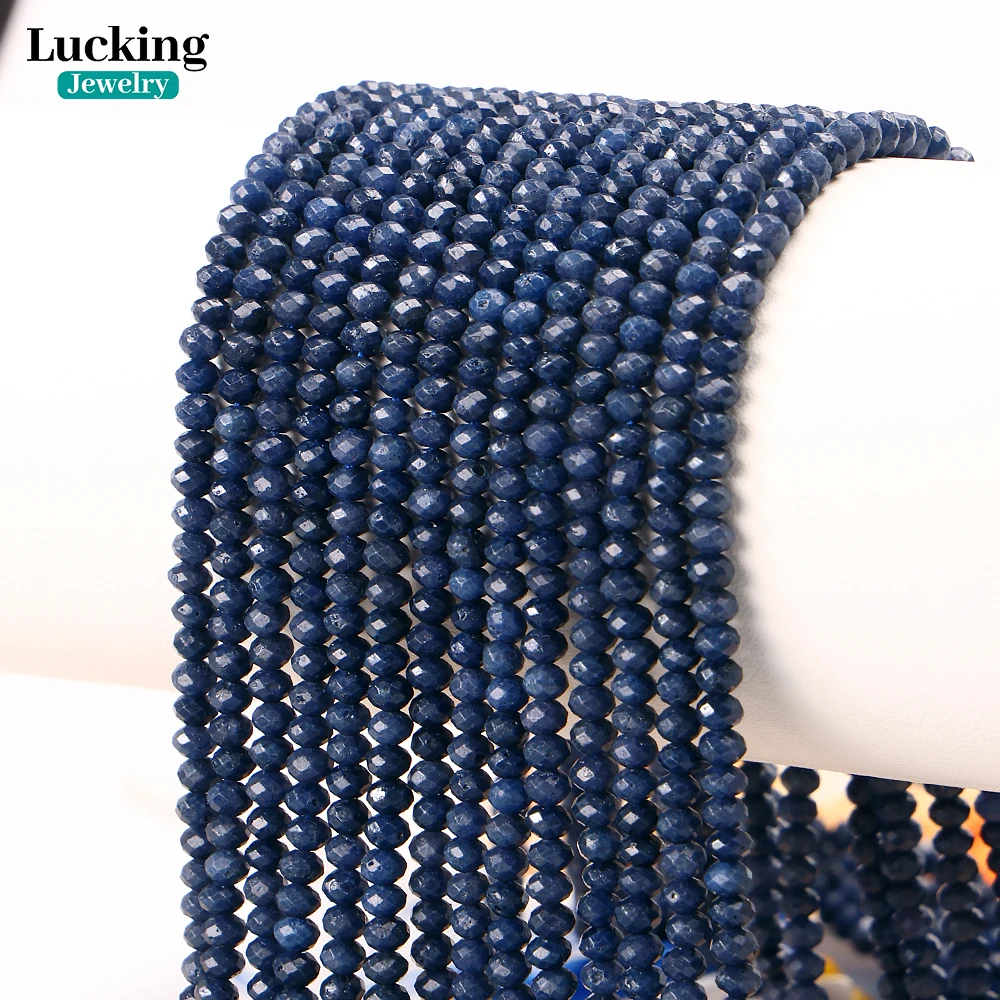 Natural Sapphire Beads 3x4mm Rondelle Faceted Beads for Jewelry Making, Healing Energy Stone Bracelet Necklace 4