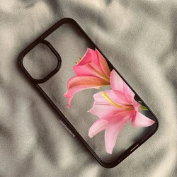 Pink Cherry Blossom Pattern Phone Case - Lily Design Clear Protective Cover - iPhone 12 Mini (Style 1)