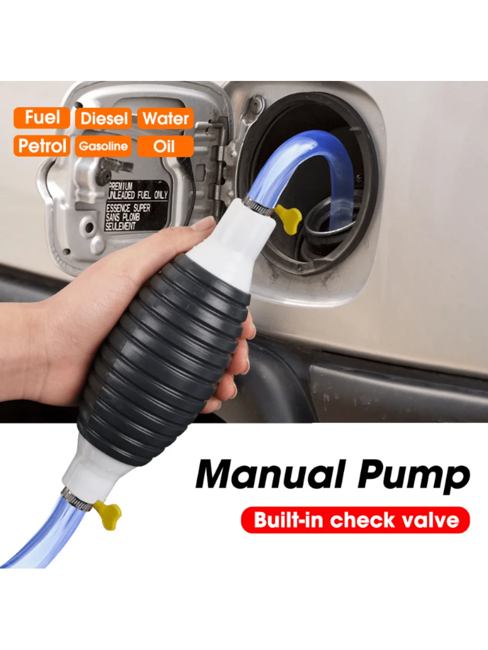 Efficient Manual Fuel Transfer-Portable Hand Priming Tool For Gas,, Oil, And Water