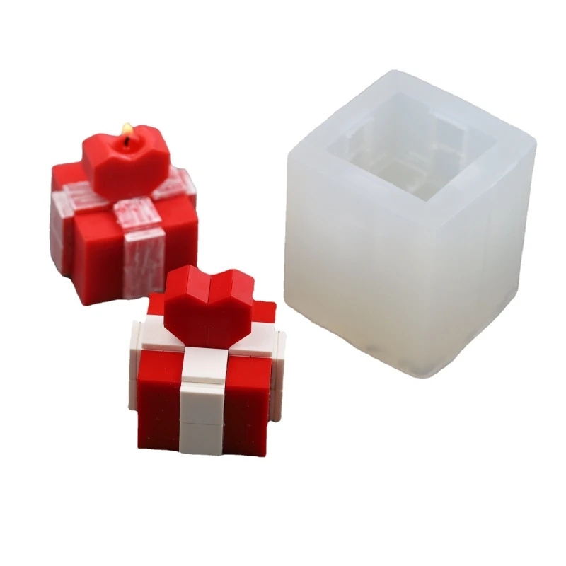 Y4QE 3D Gift Box Shaped Soap Making Molds Chocolate Fondant Silicone Mold