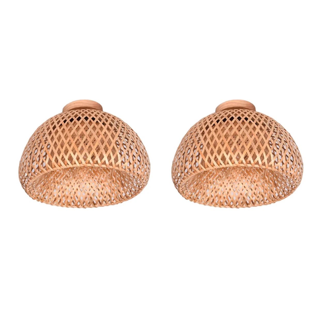 

2X Bamboo Wicker Rattan Light Fixture Flush Mount Hanging Ceiling Lamp for Living Room Bedroom Dining Room,30X18cm