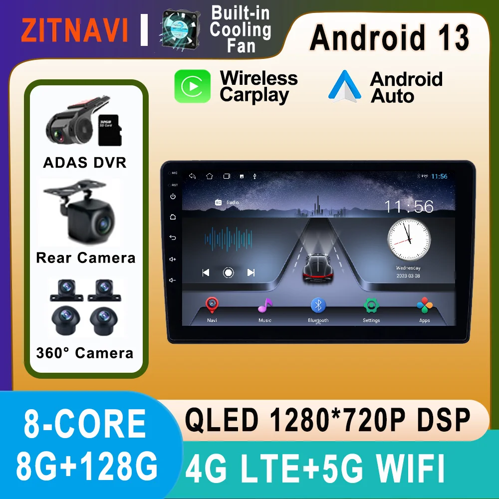 

9 Inch Android 13 For LADA Granta Sport 2011 - 2018 Car Radio 4G AHD Multimedia DSP BT WIFI ADAS Video SWC Stereo No 2din Player