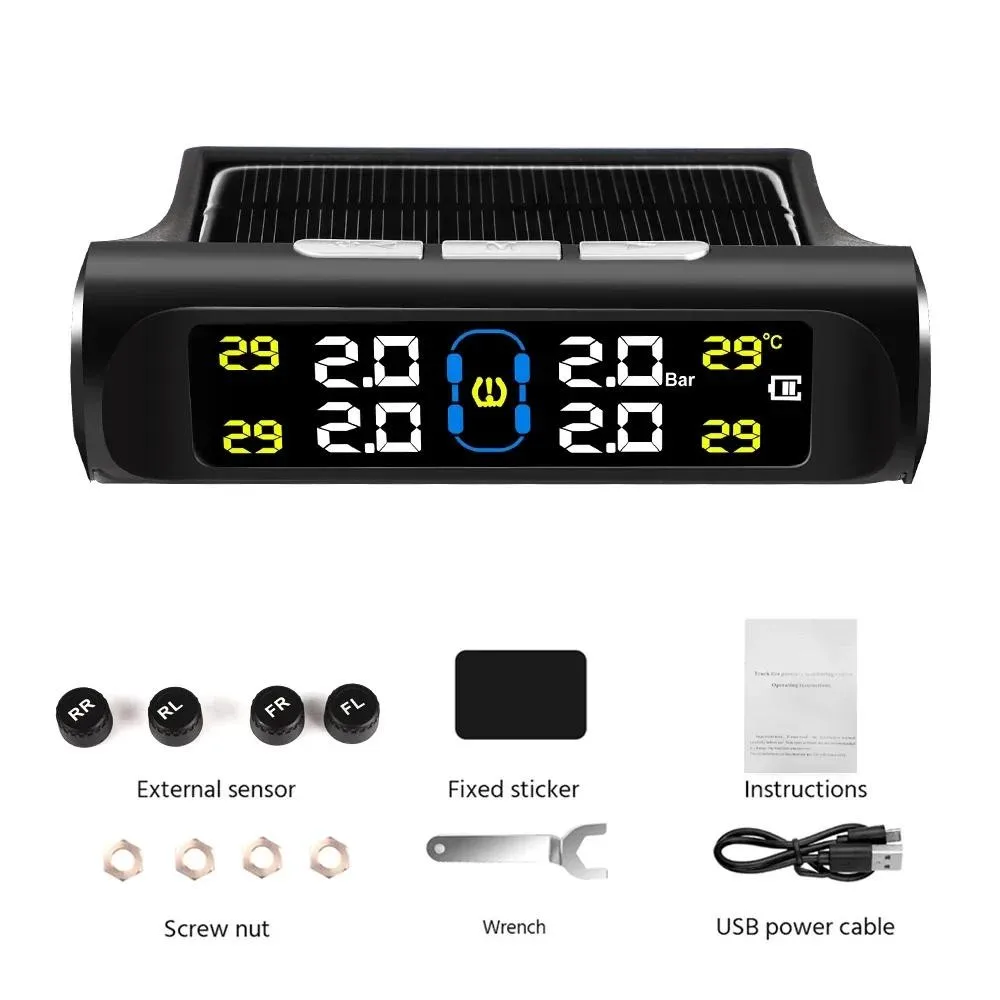 TPMS Tire Pressure Monitoring Solar Waterproof